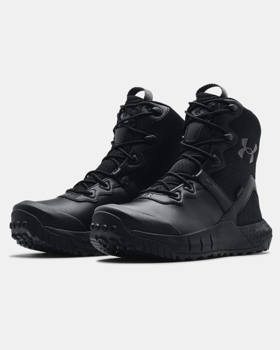 Women's UA Micro G® Valsetz Leather Waterproof Tactical Boots, Black, pdpMainDesktop image number 3